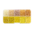 Top view of 10-grid storage box with yellow glass seed beads for DIY jewelry making - Yellow Seed Beads Box Only