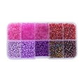 10-grid pink and purple glass seed bead set in clear storage box for DIY jewelry making - Pink Purple Seed Beads Box Only