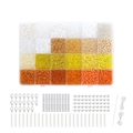 24-Gitter Glasperlen Set in Gelb und Orange mit Schmuckzubehör für DIY-Handarbeiten - 3mm (24 Gitter Box + Werkzeugzubehör) / Gelb Und Orange Perlen Material Kit (MZ24-06)