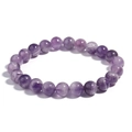 Natural purple amethyst beaded bracelet with 6mm smooth round crystal stones - Natural Dream Amethyst / 6mm