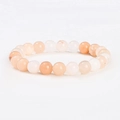 Minimalist 6mm natural stone beaded bracelet with orange and white agate beads - 4mm / Sunstone Style