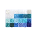 24-Gitter Blau DIY Perlen-Set mit verschiedenen Glasperlen in einer transparenten Box - 3mm (24 Gitter Pro Box) / Weiß Und Blau Perlen Einzelbox