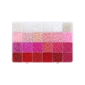24-Gitter DIY Perlenset mit 3mm rosa Glasperlen in einer transparenten Aufbewahrungsbox - Weiß Rosa Und Rot Perlen Einzelbox