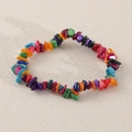 Rainbow irregular crystal gravel elastic bracelet featuring vibrant multi-color stones - Natural Multicolor Shell (Elastic) NB19-6