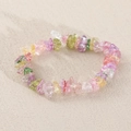 Handmade bracelet with colorful irregular natural crystal stones and bohemian gravel beads - Natural Multicolor Cracked Crystal (Elastic) NB19-7