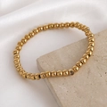 Bracelet à perles en acier inoxydable doré orné d'un seul accent de zircon brillant - Juin