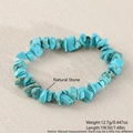 Bracciale in schegge di turchese naturale con perline irregolari 19cm lungo 12.7g - Turchese Naturale (Elastico) NB20-3