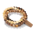 Set di tre braccialetti con perline in pietra naturale occhio di tigre e ametista - 19cm / Set da 3 Pezzi in Occhio di Tigre, Pietra Picasso e Topazio (Stile 4)
