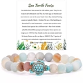Bracciale tartaruga marina con perline in pietra da 8mm e scheda informativa mare - Tartaruga in Amazonite