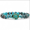 Bracciale tartaruga marina con perline in pietra turchese e venature naturali - Tartaruga in Malachite Blu