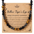 Handgemaakte tijgeroog ketting met hematiet op een elegante energie-eigenschappen kaart - Kleine Kralen Tijgeroog Ketting