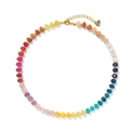 Collar de cuentas arcoíris de piedras naturales con colgante de corazón dorado - Estilo de Cuenta de Ábaco de Arcoíris Corazón 1