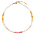 Collar de cuentas arcoíris con colgante de corazón y piedras naturales en fondo blanco - Estilo de Cuenta de Ábaco de Arcoíris Corazón 2