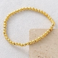 Minimalist golden beaded bracelet with polished metallic finish and elastic design - Length 18cm / Golden Beads Style (NAM07-3)