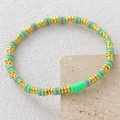 Bohemian elastic bracelet set with pink and green heishi beads and golden spacer beads - Length 18cm / Colorful Multi-layer Mixed Style (NAM07-9)