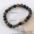 Natural tiger eye and black agate stone beaded bracelet with 8mm beads and elastic cord - 19cm / 8mm Tiger Eye African Turquoise Bracelet (NAM08-5)