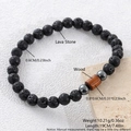 Beaded bracelet set with black lava stone, brown wood beads and gray metal accents - 6mm Lava Stone Hematite Bracelet (NAM09-5)