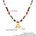 Colorful rice bead necklace with gold-plated letter A pendant and copper hardware - Letter A