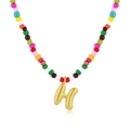 Collana di perline colorate con ciondolo a lettera H dorata stile bolla 3D - Lettera H