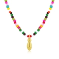 Collana di perline colorate con pendente a bolla placcato oro in stile dopamina - Lettera I