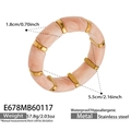 Close-up of pink marble resin chunky bracelet with gold-tone stainless steel links - 55mm / Pink (E678)