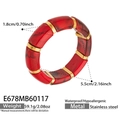 Close-up of red marble resin bracelet segments with waterproof stainless steel dividers - 55mm / Red (E678)