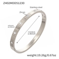 Silver stainless steel zircon bangle with Roman numerals and 0.6cm width detail - Segmented Grooved Zircon Style (Z402)