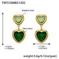 Goldene Herz-Ohrringe mit facettierten grünen Glassteinen und Edelstahlrahmen - Mischgrüne Strass-Ohrringe (TXF510) / Gold