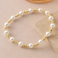 Baroque pearl bracelet set with golden beads on textured stone for elegant styling - Gold (3+6mm-NAM10-4)