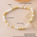 Vergoldetes Kupferperlenarmband mit weißen Muschelperlen und elastischem Design - Gold (4mm)