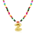 Collana di perle colorate con ciondolo a lettera Z 3D placcato in oro stile bolla - Lettera Z