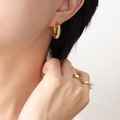 Boucles d'oreilles créoles vintage dorées avec cristaux vert émeraude pour femmes - Or Zircone Verte