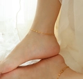Minimalist 18K gold plated fish mouth chain anklet worn on ankle for summer style - Gold (S087-20+5cm)