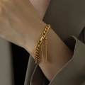 Pulsera de cadena cubana gruesa bañada en oro de 18k con hebilla rectangular - Pulsera (E244) / Dorado