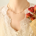 Elegant rose gold heart tassel necklace with multiple charms on a delicate titanium chain - Rose Gold Heart Necklace