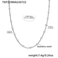 Collier chaîne box en acier inoxydable argenté avec perles et fermoir mousqueton réglable - Collier Régulier / 40+5cm / Acier