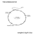 Bracelet à perles en acier inoxydable argenté avec fermoir mousqueton et chaîne - Bracelet Régulier / 16+5cm / Acier