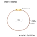 Bracelet fin en acier inoxydable plaqué or 18k orné de zircons roses scintillants - Rose / 16cm