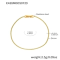 Bracelet tennis en acier inoxydable doré avec zircons jaunes de 2mm pour femme - Vert / 16cm