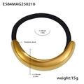 Minimalist black elastic hair tie with matte golden stainless steel curved metal piece - Gold Matte Wide Crescent Style (E584)