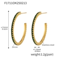 Vergoldete Edelstahl C-Ohrringe mit smaragdgrünen Zirkonia-Einlagen für Damen - Stil A / 15mm / Silber Grün Zirkonia (15mm)