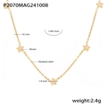 Collier en acier titane avec pendentif étoile dorée et zircon, longueur réglable 40+5cm - Chaîne Pendentif Étoile à Cinq Branches Zircon (P2070) / Or