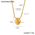 Collana in acciaio inossidabile dorato con pendente organico e zirconi incastonati - 50+5cm / Collana con Pendente a Ciottolo (P2039) / Oro Zirconia Bianca