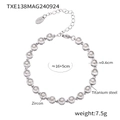 Silver-tone titanium steel bracelet with 0.6cm zircon stones and lobster clasp - Steel Color White Zirconia Bracelet