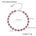 Silver titanium steel bracelet for women featuring vibrant red zircon stone settings - Silver Red Zircon Bracelet