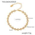 Golden titanium steel bracelet with round white zircon stones and lobster clasp - Gold White Zircon Bracelet