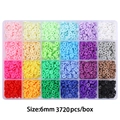 Bastelset mit 3720 bunten 6mm Heishi-Perlen aus Ton in einer 24-Fächer Sortierbox - 24-Gitter Buntes loses Perlenset / 6mm (Ca. 3720 Stück/Box) / 24-Gitter Farbserie
