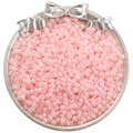 Pale pink 4mm round glass seed beads displayed on a silver tray with bow detail - Orange Red(NB6)