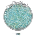 Perles irisées bleu clair dans un plateau argenté pour bijoux DIY - Style 22 / 50 Pièces/Paquet (8mm / Trou env. 1,5mm) / Bleu Clair (Iridescent)