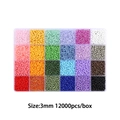 24 colors DIY glass seed beads set 3mm 12000pcs in a clear storage box for jewelry making - 3mm (15g Per Grid) / 24 Grids Mixed Color Beads
